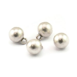 Silver Ball Charm, 4 Antique Silver Plated Brass Ball Charms With 1 Loop (8mm) Bs-1080--N0583
