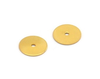 Middle Hole Connector, 24 Gold Plated Brass Round Discs, Middle Hole Connectors, Bead Caps, Findings (10mm) Brs 73 A0443