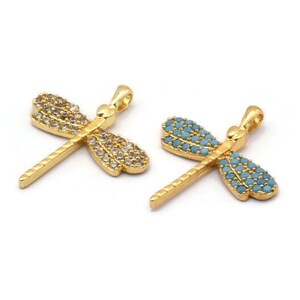 Gold Dragonfly Charms, 2 Gold Plated Brass Dragonfly Charms With 1 Loop, Pendants, Earring Findings (23x21mm) SY0063