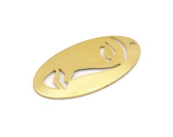 Mässingsansiktsberlock, 8 ansiktsberlocker i rå mässing med 1 hål, hängen, örhängen, tillbehör (35x19x0,80 mm) M02123