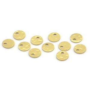 Brass Round Charm, 100 Hammered Raw Brass Round Charms With 1 Hole, Findings (6x0.80mm) M01522