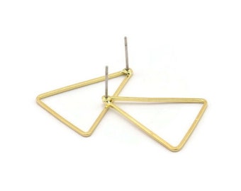 Brass Triangle Earring, 10 Raw Brass Triangle Stud Earrings (20x26x1mm) Bs 1026 A5295