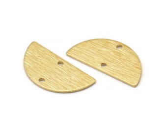 Semicírculo de latón, 24 conectores de media luna texturizados de latón crudo con 2 agujeros, dijes, colgantes (21 x 10,5 x 0,80 mm) D0615