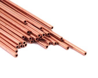 Copper Tube Beads - 24 Raw Copper Tube Beads (2.5x75mm) D0338