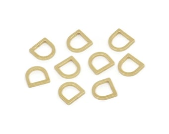 D Shape Rings, Raw Brass D Shape Charms, Connectors, Geometric Findings (7x7x1mm) A5882