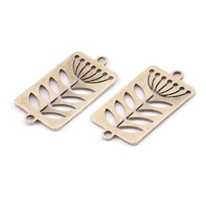 Silver Leaf Charm, 8 Antique Silver Plated Brass Dandelion Charms With 2 Loops, Charm Pendants (22x12x0.60mm) A3335