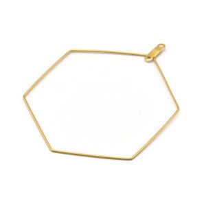 Brass Hexagon Earring, 24 Raw Brass Wire Hexagon Earring Charms With 2 Loops (50x0.7mm) D0556
