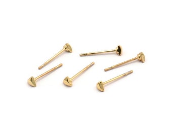 Orecchini triangolo oro, 12 orecchini a bottone triangolo in ottone placcato oro (3x1,5 mm) A1345 A1806