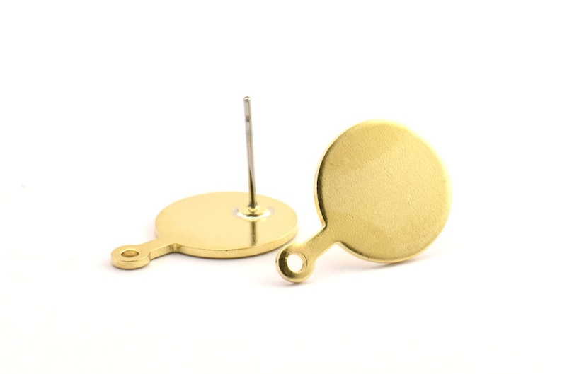 D754 A1304 8 Raw Brass Round Stamping Blanks With 1 Loop 20x14x1mm Stud Earrings Brass Round Earring