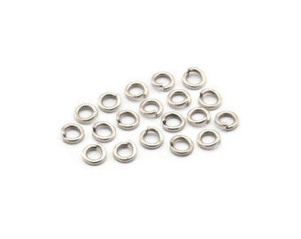 Anillo de enganche de 5 mm, 250 anillos de enganche de latón chapado en plata envejecida (5x1 mm) A0323 H0482