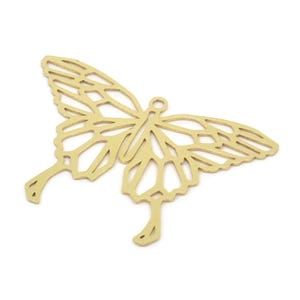 Ciondolo a farfalla in ottone, ciondoli a farfalla in ottone grezzo con 1 anello (24x35x0,60 mm) SMP2316