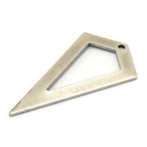 Antique Silver Triangle Pendant, 3 Antique Silver Plated Brass Triangle Pendants With 1 Hole, Charms, Earrings (38x20x0.8mm) U149 H0571