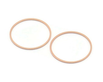 Rose Gold Circle Connectors, 12 Rose Gold Plated Brass Circle Connectors (25mm) Bs-1108 Q0046