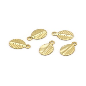 Gold Leaf Charm, 25 Gold Plated Brass Leaf Charms With 1 Loop (10.5x6.5mm) A0155 Q0439