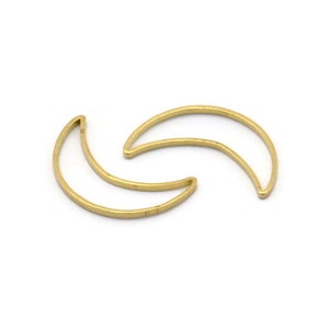 Crescent Moon Charm, 50 Raw Brass Crescent Moon Rings (16x10mm) Bs-1163
