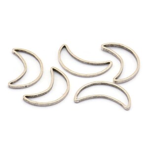 Antique Silver Moon, 25 Antique Silver Plated Brass Moons 15x8.5mm Bs1163m D0150 H0070 image 1