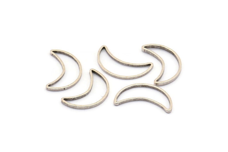 Antique Silver Moon, 25 Antique Silver Plated Brass Moons 15x8.5mm Bs1163m D0150 H0070 image 1