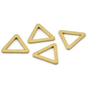 Small Triangle Connector, 12 Raw Brass Triangle Connector Rings (16x2x1.2mm) D0023