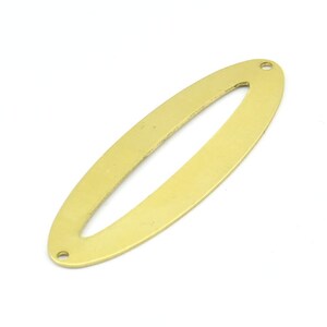 Brass Ellipse Charm, 6 Raw Brass Ellipse Shape Stamping Blank Charms With 2 Holes Earrings, Findings (53x18x0.70mm) B0259