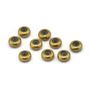 Brass Bead Keeper, 12 Raw Brass Bead Keeper, Silicone And Brass, Rondelle (6x3mm) Y312 Y067