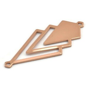 Rose Gold Triangle Charm, 2 Rose Gold Plated Brass Diamond Charms With 2 Loops (51x22x1mm) M01149 Q1049