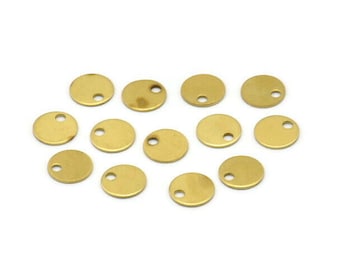 6mm Stamping Tag, 100 Raw Brass Round Tags, Charms, Findings, Stamping Tag (6mm) Brs79 A0287