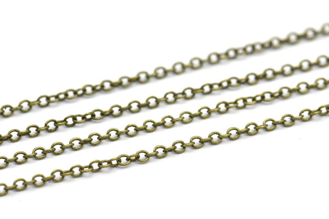 Antique Brass Chain, Antique Bronze Tone Brass Soldered Chain (2x1