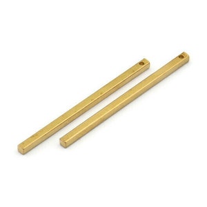 Tiny Necklace Bar, 24 Raw Brass Bar Connectors, Necklace, Earring, Bracelet Findings With 1 Hole (2x40mm) BS 1753