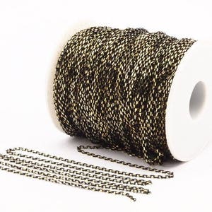 Cable Chain, Brass Chain, 10 M (2x3mm) Brass Tiny Faceted Soldered Flat Cable Chain - ( Z149)