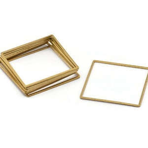 Square Ring Charm 6 Raw Brass Square Connectors 42mm Bs image 3