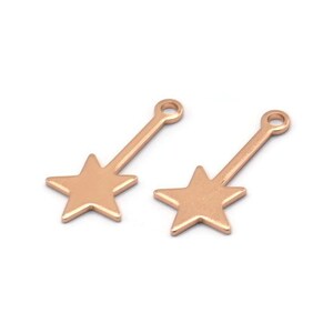 Rose Gold Star Charm, 12 Rose Gold Plated Brass Star Charms With 1 Loop (20x9x0.80mm) M02050