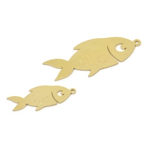Brass Fish Charm, Raw Brass Fish Charms With 1 Loop, Findings (21/31x0.60mm) SMP2196