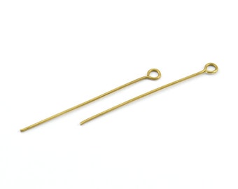 Brass Ball Pin, 100 Raw Brass Eye Pins, Findings (40x0.7mm) Bs 1155