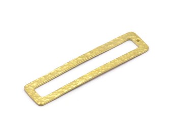 Brass Rectangle Connector, 3 Raw Brass Rectangle Connectors With 1 Hole (52x12x3x1mm) BS 1883