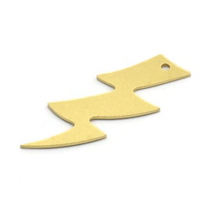 Messing Blitz Anhänger, 12 Rohmessing Blitz Anhänger mit 1 Loch, Ohrring Anhänger (32x12x0.60 mm) A6287