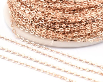 Rose Gold Link Kette, 3 Meter - 9,9 Füße Rose gold vergoldet Messing gelötet Kette (1,5x2mm) Z179