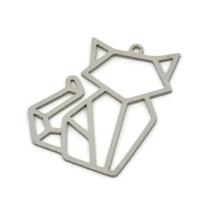 Steel Cat Charm, Stainless Steel Cat Shaped Charms With 1 Loop, Origami Charm, Origami Jewelry  (31x23x0.80mm) SMP2655