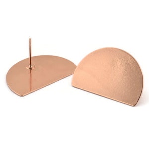 Halve cirkeloorbellen, 2 rosévergulde messing oorbellen met halve maan (26,5 x 17,5 x 0,50 mm) D986 A1307 Q1065