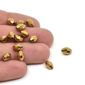Perline d&#39;oro vintage, 24 perline ovali in plastica oro vintage (8 x 6 mm) CF95 T035