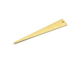 May include: A gold-colored metal triangle pendant with a small hole at the top. The pendant has a brushed finish and a pointed tip.
