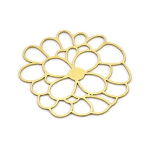 Brass Flower Charm, 8 Raw Brass Flower Charms, Earring Charms (38x35x0.60mm) A3091