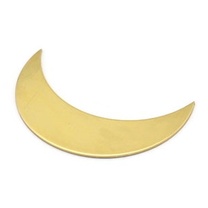 Brass Moon Blank, 4 Raw Brass Crescent Moon Blanks (44x13x0.80mm) Moon15