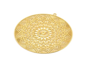 Gold Circle Charm, 2 Gold Plated Brass Circle Charms With 1 Loop, Earrings, Findings (43x0.30mm) D1437