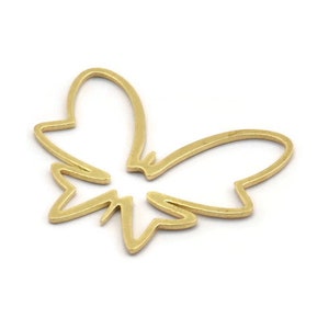 Ciondolo a forma di farfalla in ottone, 12 ciondoli a forma di farfalla in ottone grezzo, accessori per orecchini (24x29x0,80 mm) A4935