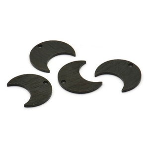 Black Moon Charm, 12 Textured Oxidized Black Brass Crescent Moon Charms With 1 Hole (15x8x1mm) M01858