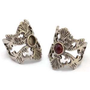 Silver Ring Setting, Antique Silver Plated Brass Duke Ring With 1 Stone Settings - Pad Size 6mm N1797 H1526