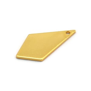 Gold Diamond Charm, 8 Gold Plated Brass Rhombus Stamping Blanks With 1 Hole, Earrings, Findings (20x10x0.80mm) D1413