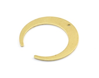 Brass Moon Charms, 6 Raw Brass Crescent Moon Charms With 1 Hole, Pendants, Earrings, Findings (27.5x28.5x5x1mm) E069