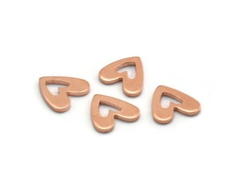 Corazón de cobre en blanco, 50 corazones de cobre en blanco en bruto, espacios en blanco para estampación (8 x 1 mm) M03394