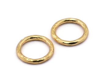 Bague en or, 2 bagues en laiton plaqué or martelé, connecteurs (22x3mm) N1500